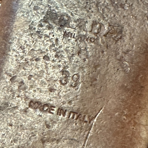 PRADA Blue Patent Leather & Brown Leather Tassel & Studded T-Strap Sandals 39 - Picture 9 of 9